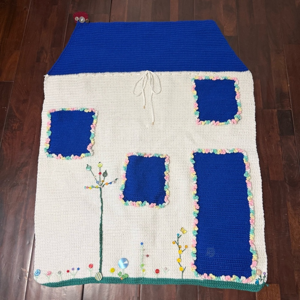 Handmade Crochet Knitted Wall Art Shaped As A House